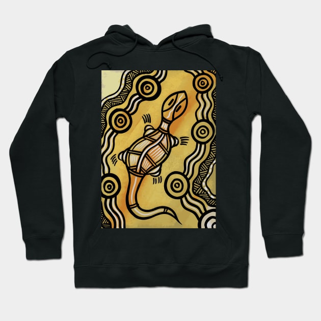 Aboriginal Art - Lizard Gold Hoodie by hogartharts